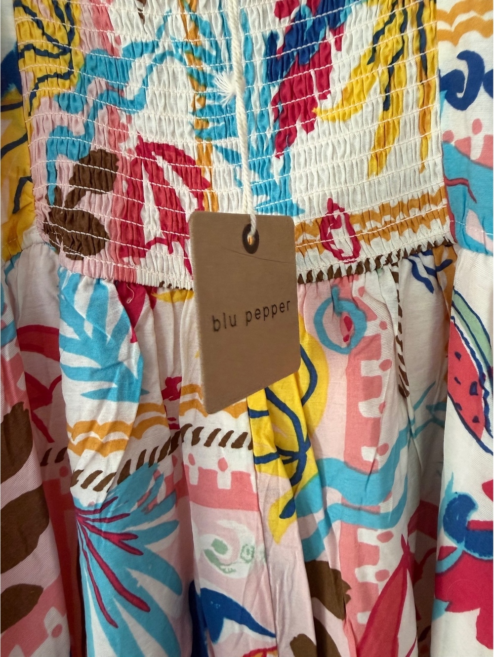 Blu Pepper Women's Small Tropical Print Sleeveless Maxi Dress - Picture 4 of 7